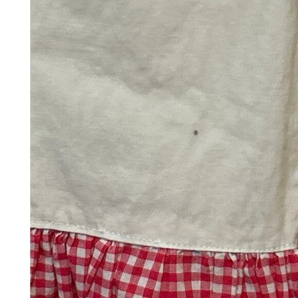 Vtg Handmade Wht/Red Check Dress, Stitched Horse/Flower 9-12months - Picture 5 of 11